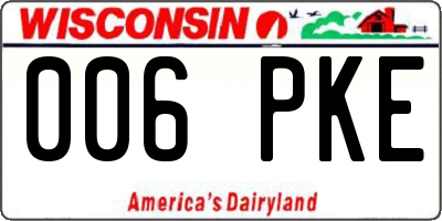 WI license plate 006PKE