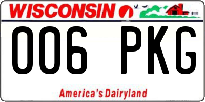 WI license plate 006PKG