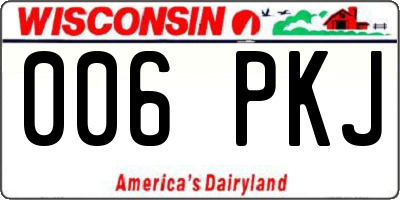 WI license plate 006PKJ