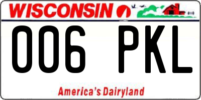 WI license plate 006PKL