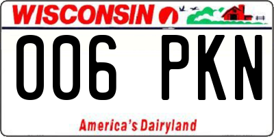WI license plate 006PKN