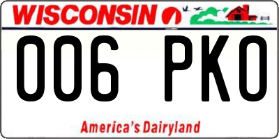 WI license plate 006PKO