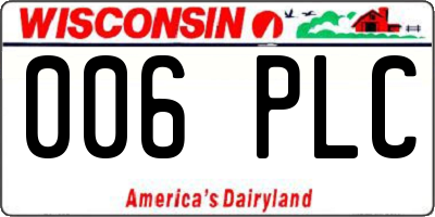WI license plate 006PLC