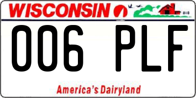 WI license plate 006PLF