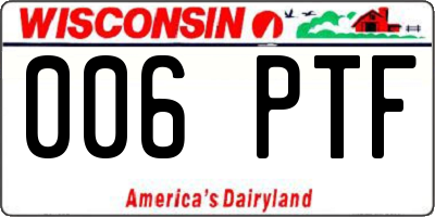 WI license plate 006PTF