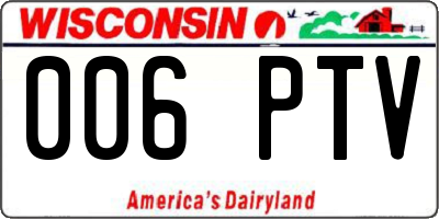 WI license plate 006PTV