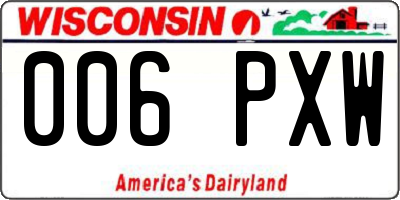 WI license plate 006PXW