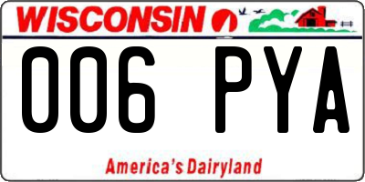 WI license plate 006PYA