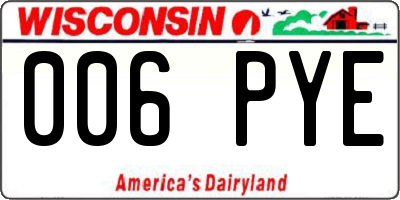 WI license plate 006PYE