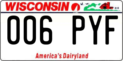 WI license plate 006PYF
