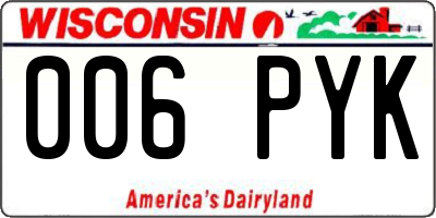 WI license plate 006PYK