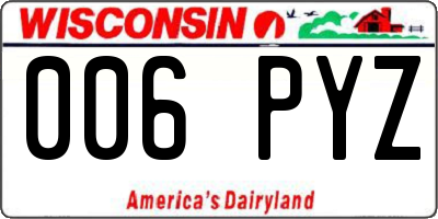 WI license plate 006PYZ