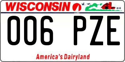 WI license plate 006PZE