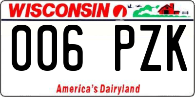 WI license plate 006PZK