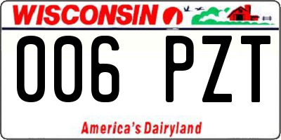 WI license plate 006PZT