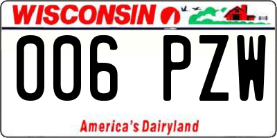 WI license plate 006PZW
