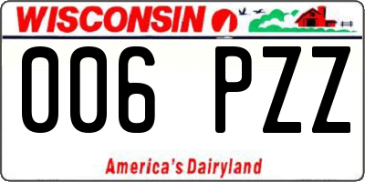 WI license plate 006PZZ