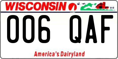 WI license plate 006QAF