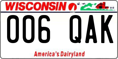 WI license plate 006QAK