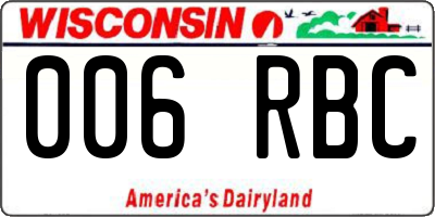 WI license plate 006RBC