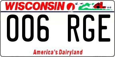 WI license plate 006RGE