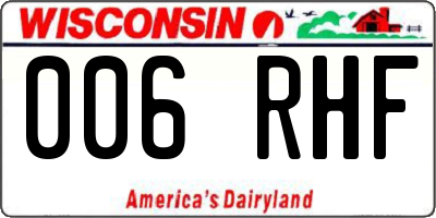 WI license plate 006RHF