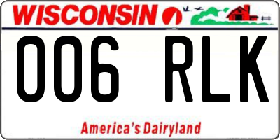 WI license plate 006RLK