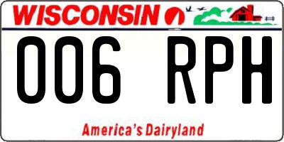 WI license plate 006RPH
