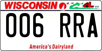 WI license plate 006RRA