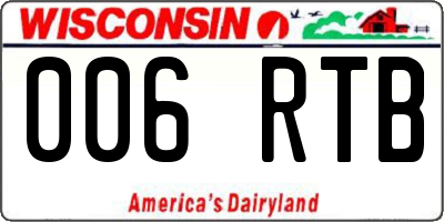 WI license plate 006RTB