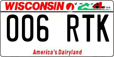 WI license plate 006RTK