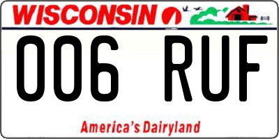 WI license plate 006RUF