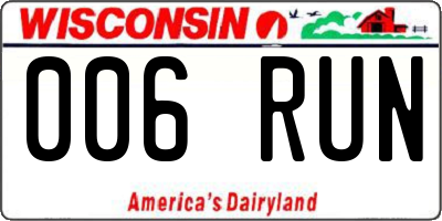 WI license plate 006RUN