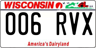 WI license plate 006RVX