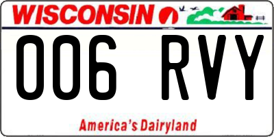 WI license plate 006RVY