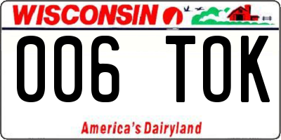 WI license plate 006TOK