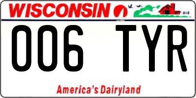 WI license plate 006TYR