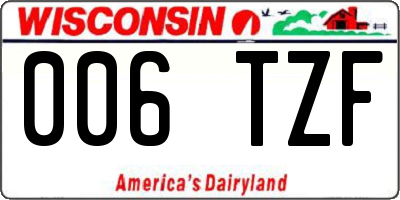 WI license plate 006TZF