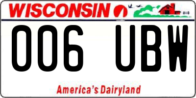 WI license plate 006UBW