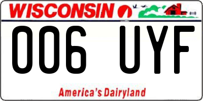 WI license plate 006UYF
