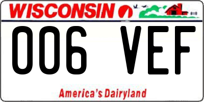 WI license plate 006VEF