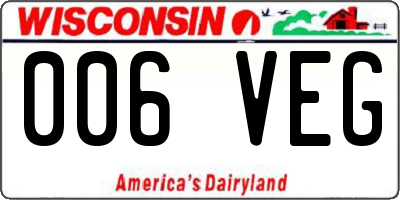 WI license plate 006VEG
