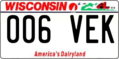WI license plate 006VEK