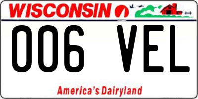 WI license plate 006VEL
