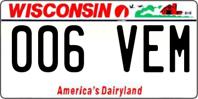 WI license plate 006VEM