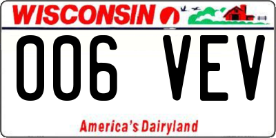 WI license plate 006VEV