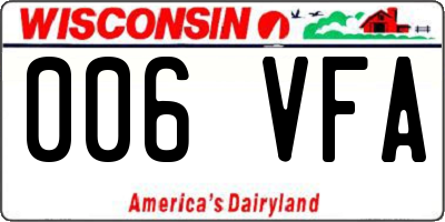 WI license plate 006VFA