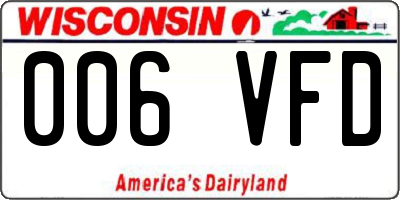 WI license plate 006VFD