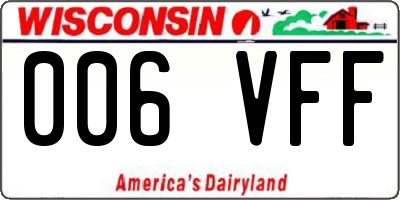 WI license plate 006VFF