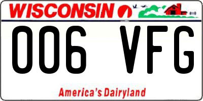 WI license plate 006VFG